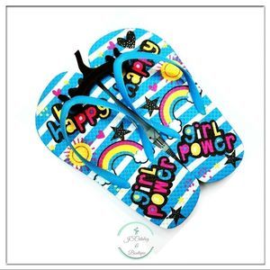 NEW Girl Power Summer Flip Flops L 2/3